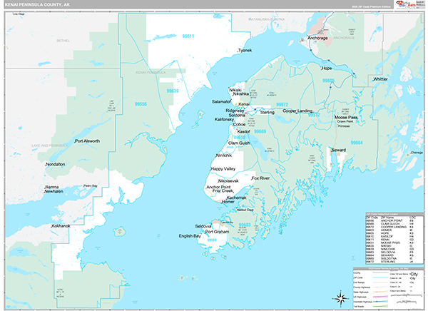 Kenai Peninsula County, AK Wall Map
